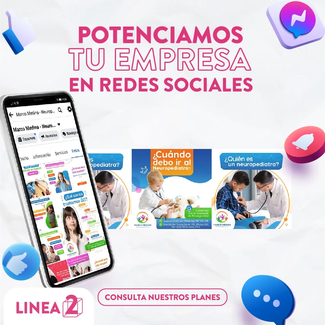 Gestión de redes sociales para Marco Medina Neuropediatría